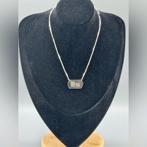 Vintage Christian Dior 1947 New Look Silver Dog Tag Pendant Necklace Unisex